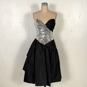 Vintage Black and Silver Sequin Dress